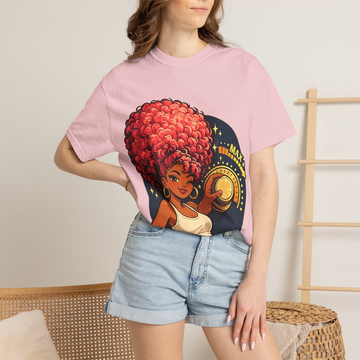 Afro Music Girl T-Shirt — 'Make Time' Vintage Tee