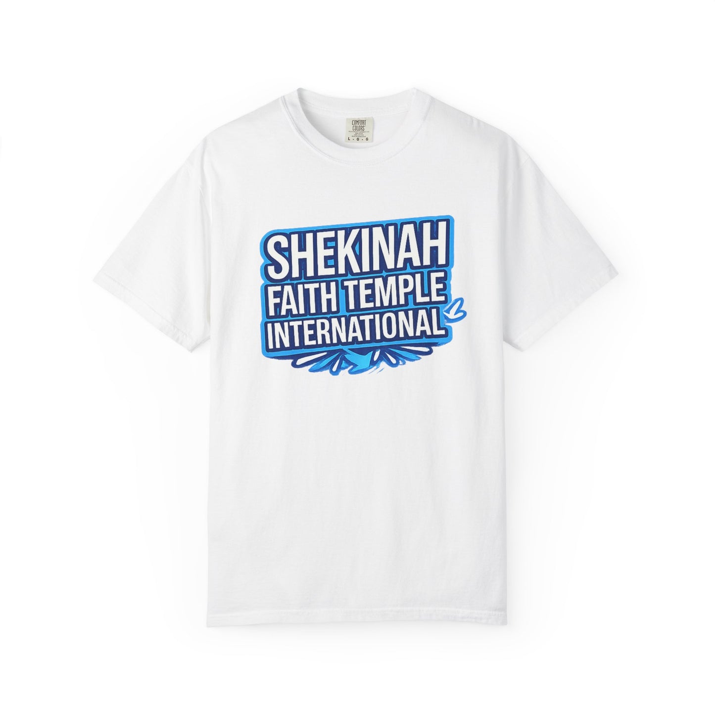 Shekinah Faith Temple International T-shirt | Blue Heart Church Ministry Tee