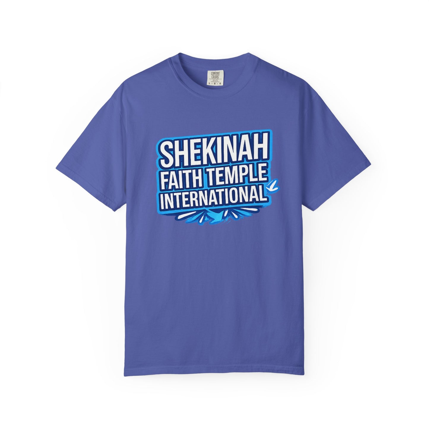 Shekinah Faith Temple International T-shirt | Blue Heart Church Ministry Tee