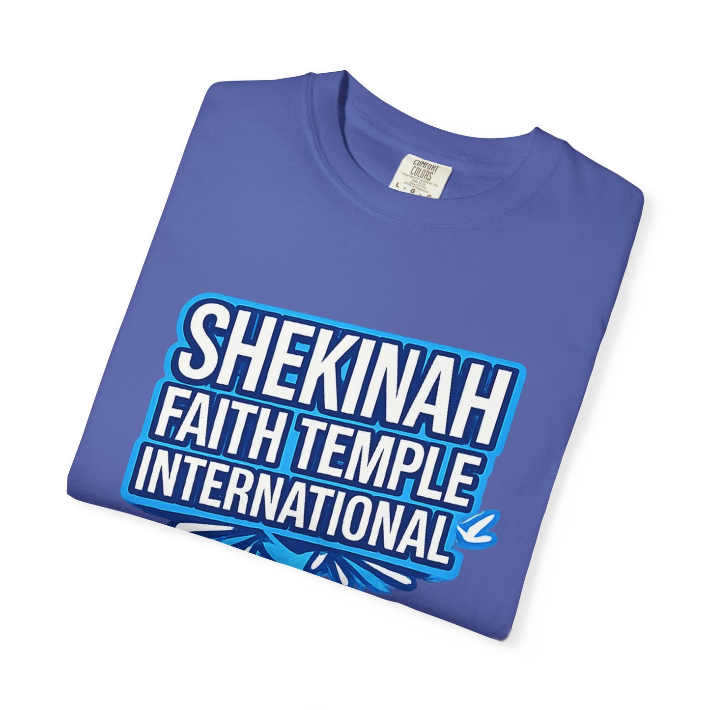 Shekinah Faith Temple International T-shirt | Blue Heart Church Ministry Tee