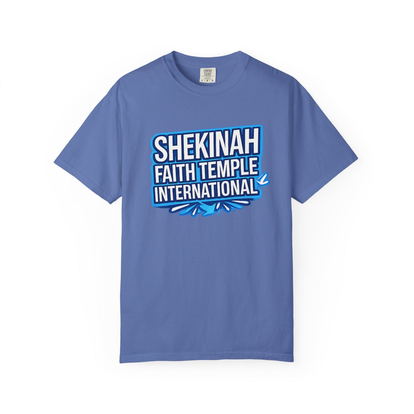Shekinah Faith Temple International T-shirt | Blue Heart Church Ministry Tee