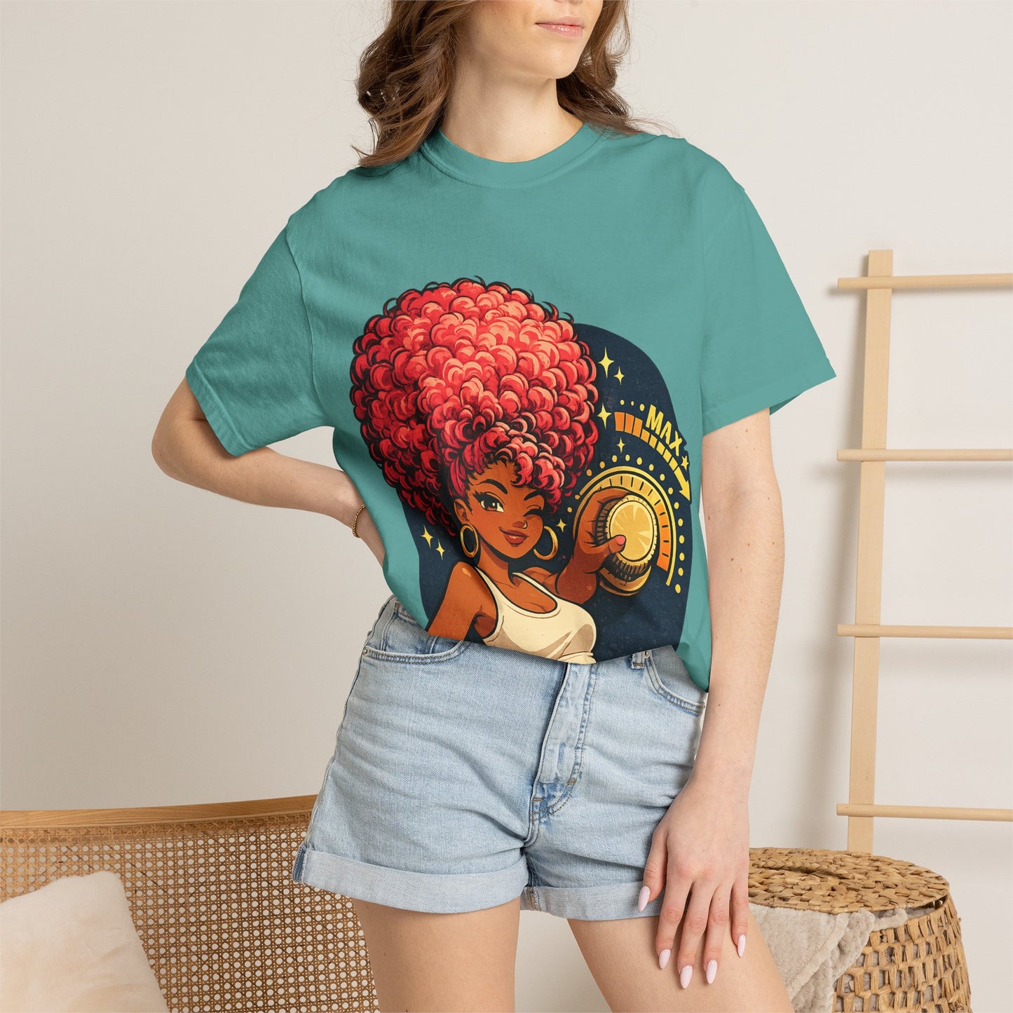 Afro Music Girl T-Shirt — 'Make Time' Vintage Tee
