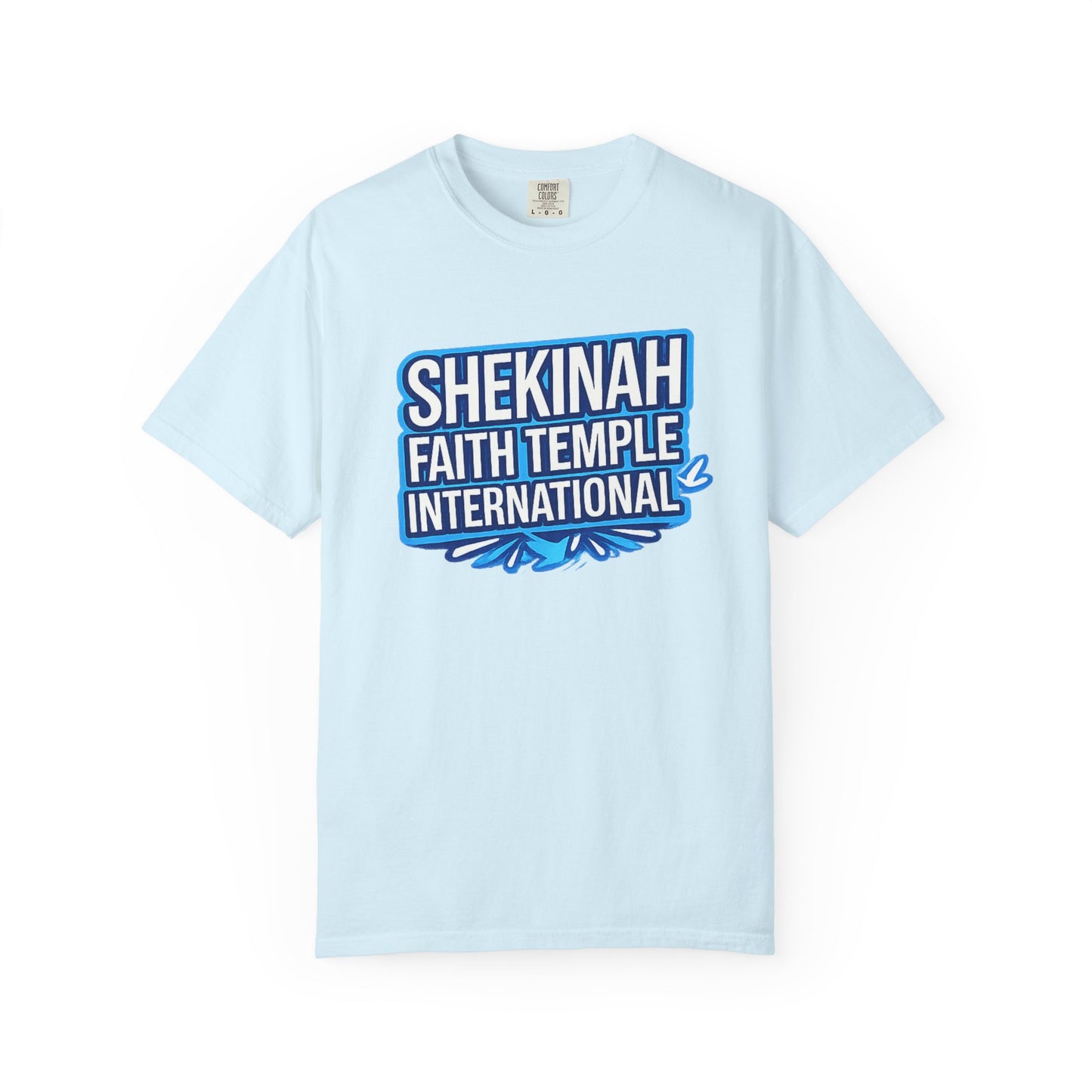 Shekinah Faith Temple International T-shirt | Blue Heart Church Ministry Tee