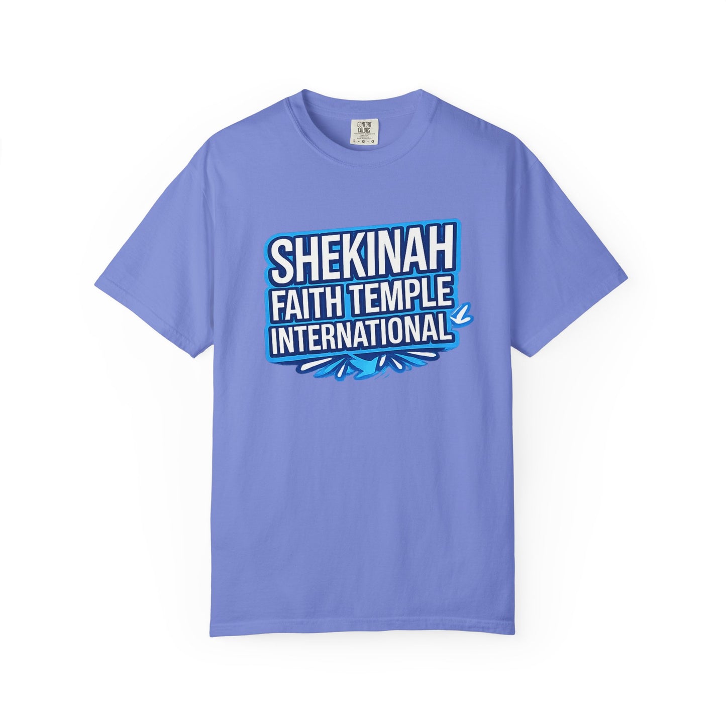 Shekinah Faith Temple International T-shirt | Blue Heart Church Ministry Tee