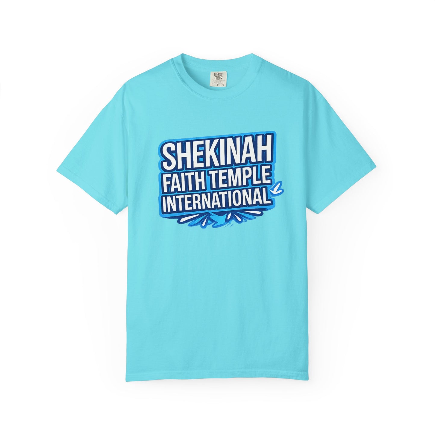 Shekinah Faith Temple International T-shirt | Blue Heart Church Ministry Tee