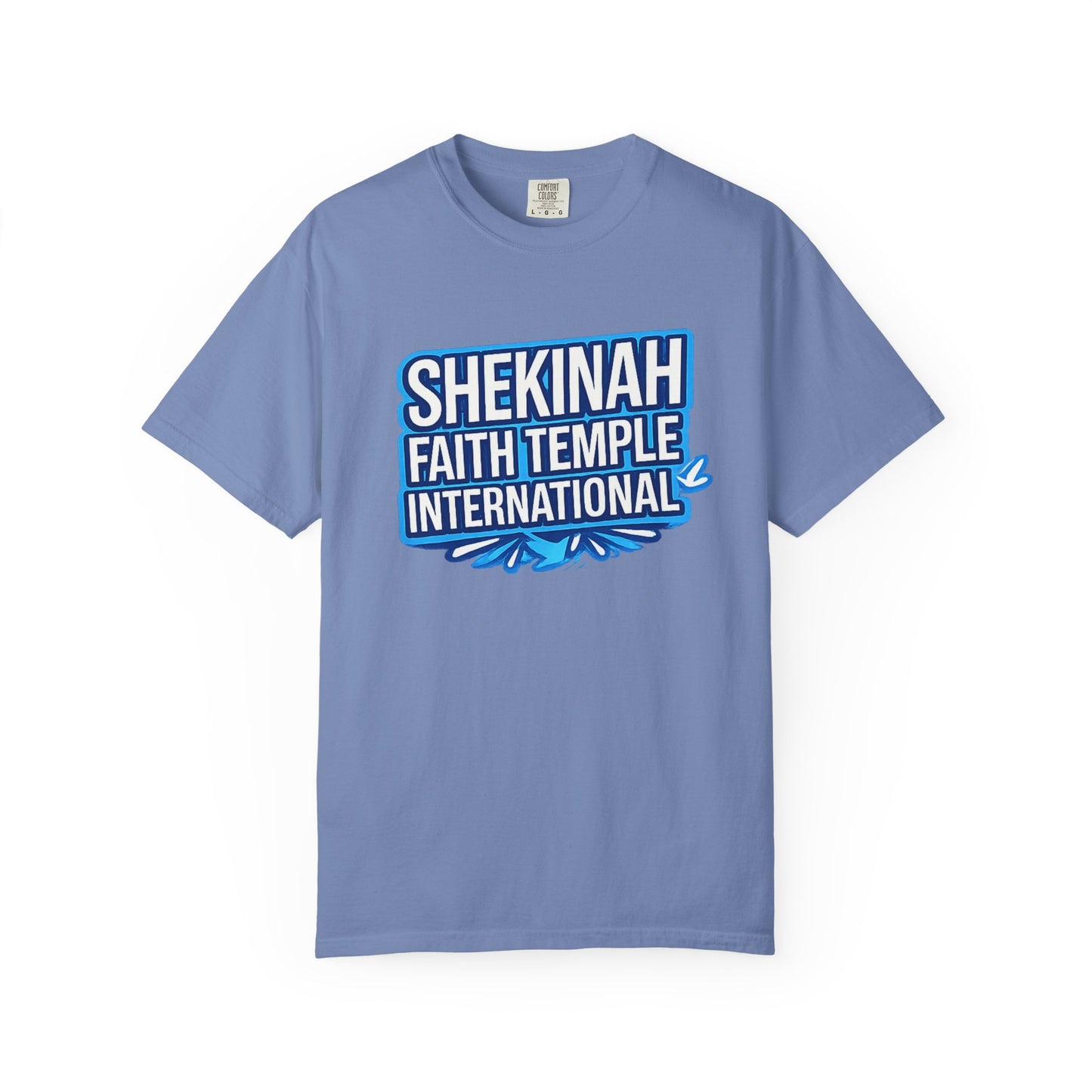 Shekinah Faith Temple International T-shirt | Blue Heart Church Ministry Tee