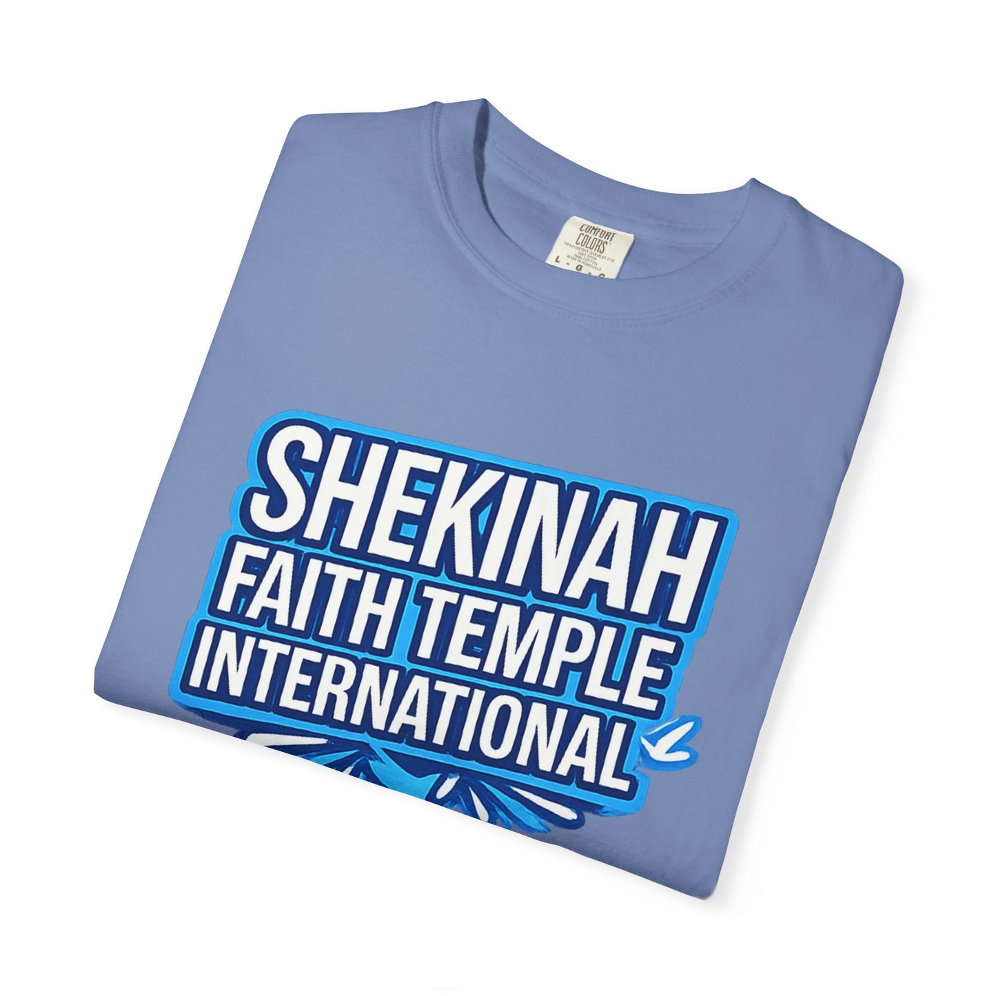 Shekinah Faith Temple International T-shirt | Blue Heart Church Ministry Tee