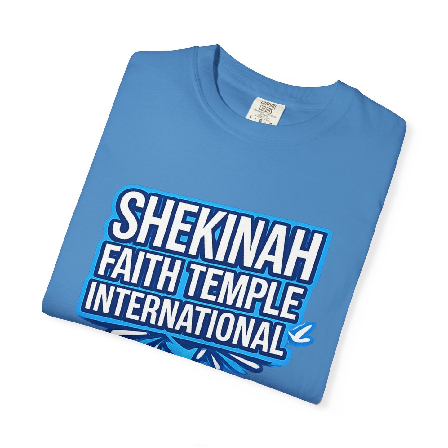 Shekinah Faith Temple International T-shirt | Blue Heart Church Ministry Tee