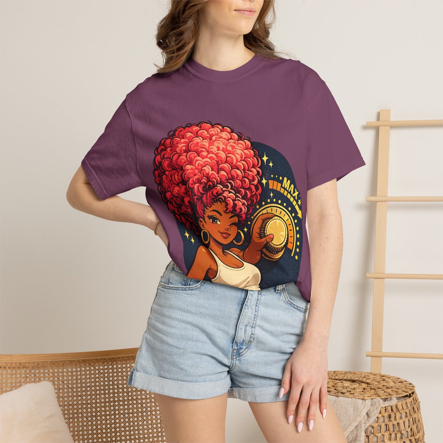Afro Music Girl T-Shirt — 'Make Time' Vintage Tee