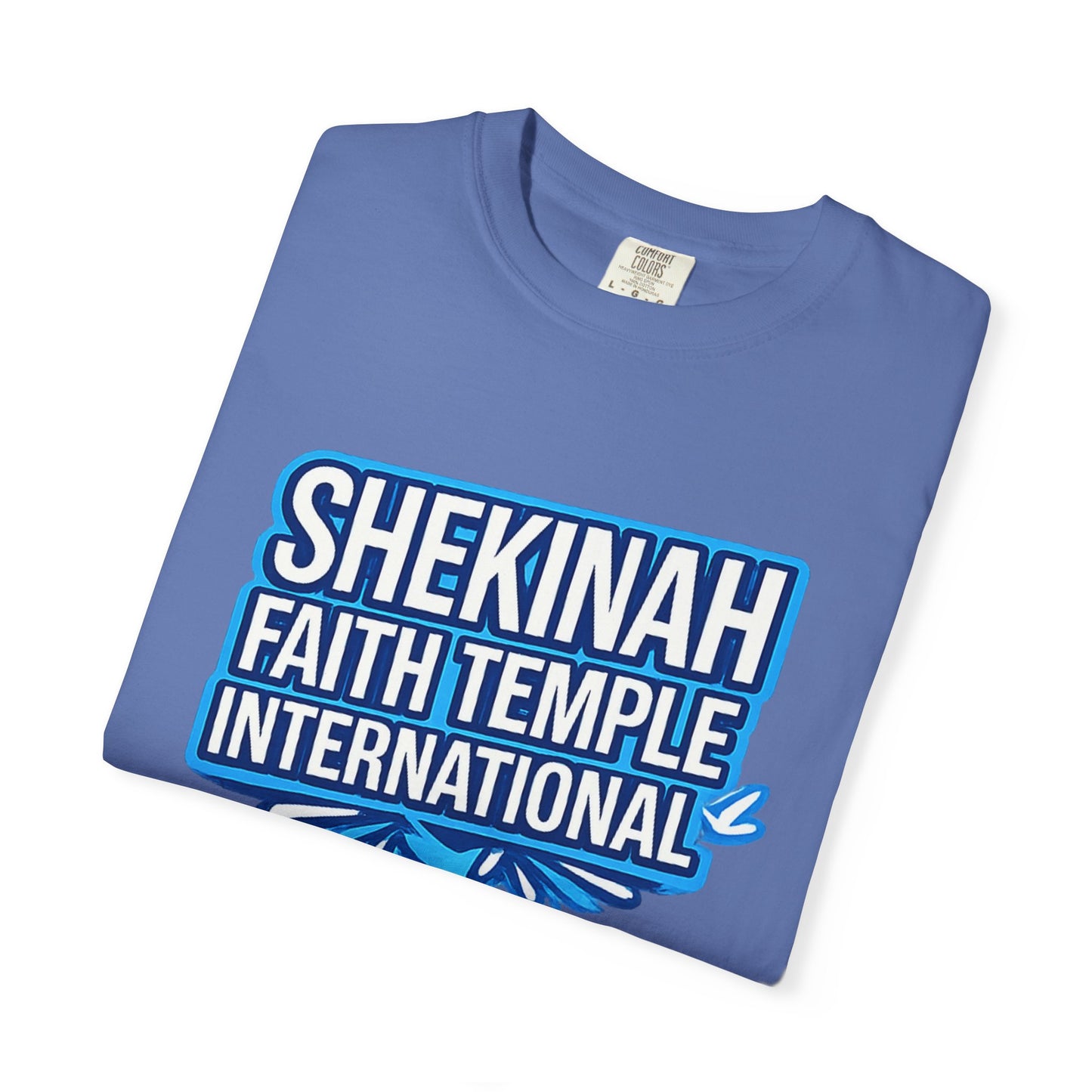Shekinah Faith Temple International T-shirt | Blue Heart Church Ministry Tee