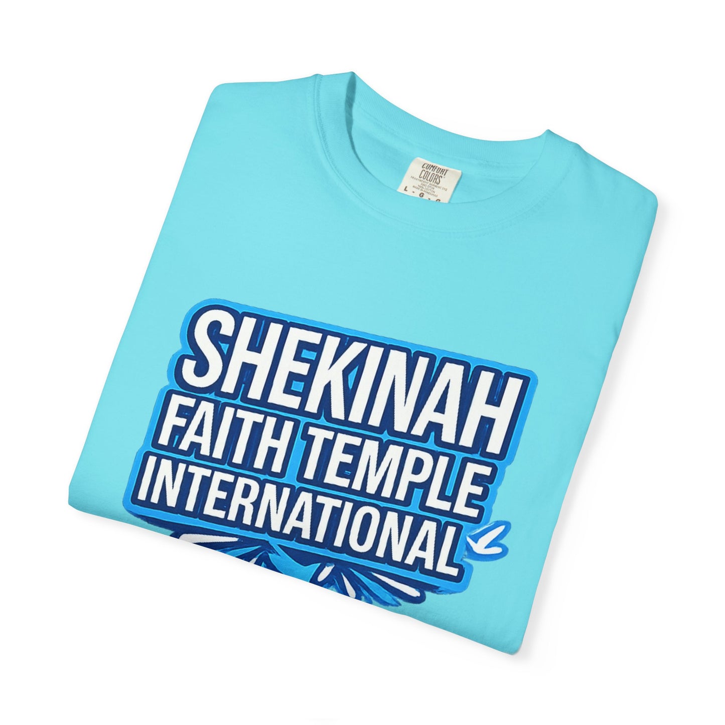 Shekinah Faith Temple International T-shirt | Blue Heart Church Ministry Tee