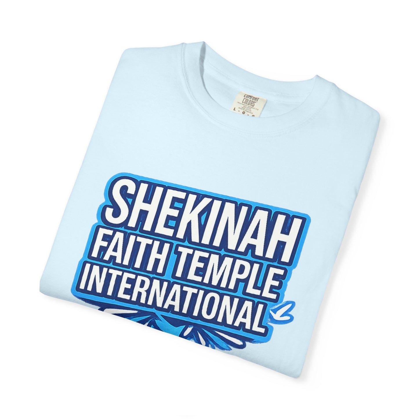 Shekinah Faith Temple International T-shirt | Blue Heart Church Ministry Tee