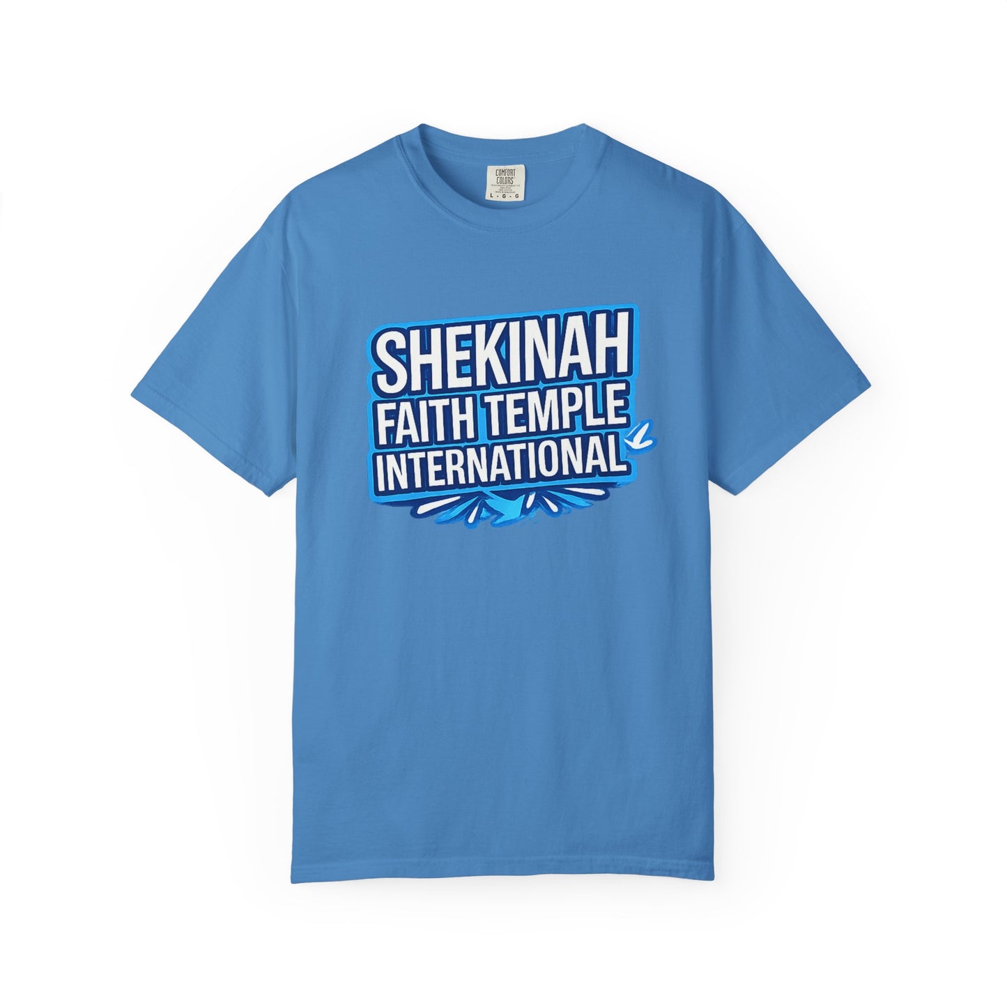 Shekinah Faith Temple International T-shirt | Blue Heart Church Ministry Tee